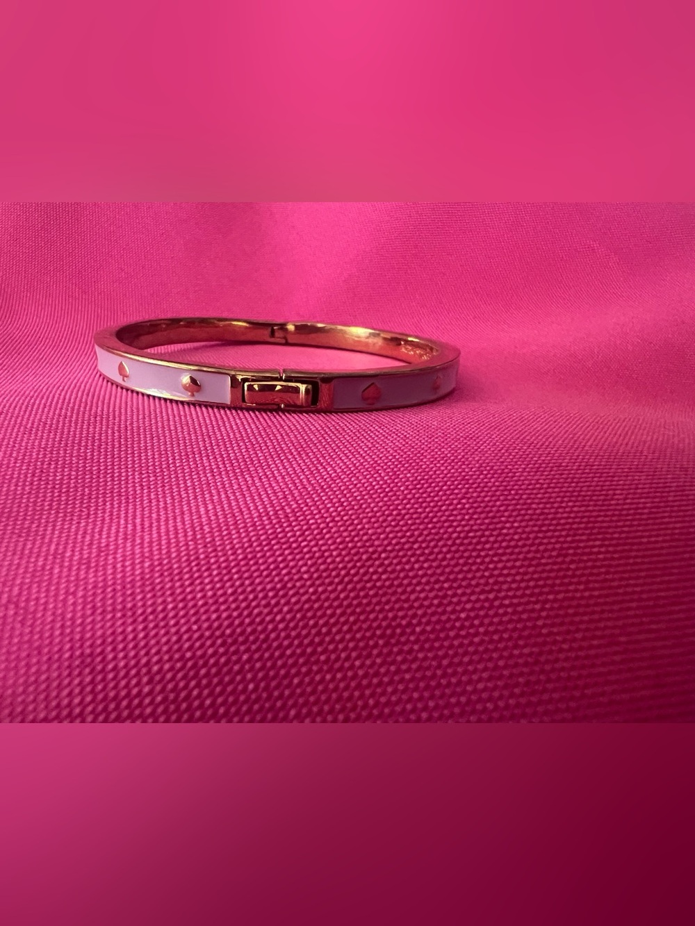 kate spade Rose Gold and lavender Enamel Heart Bangle Bracelet